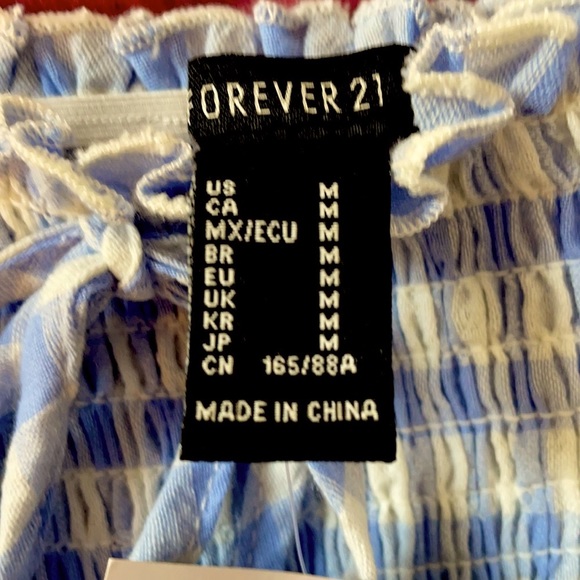 NWT FOREVER 21 Gingham Smocked Crop Top Sz M - Picture 10 of 10
